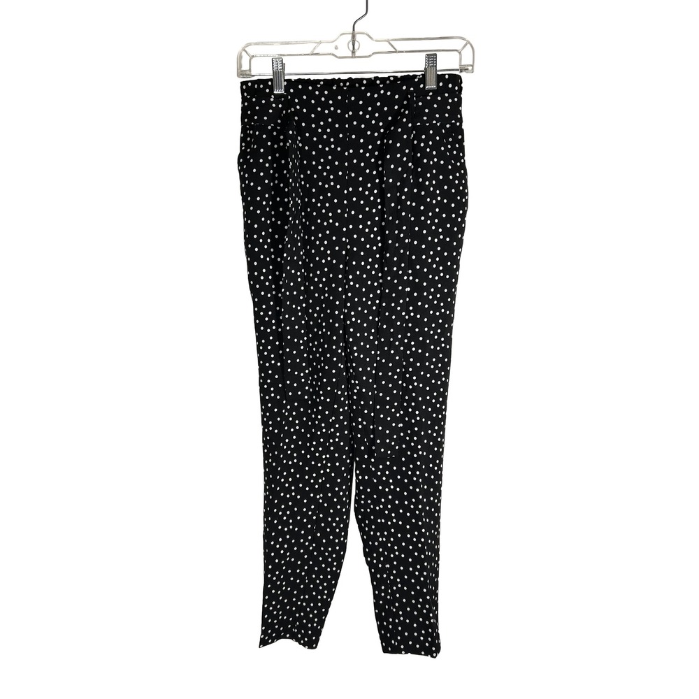 One‎ by Chapter One Womens Polka Dot Ankle Pants Black White Tie Waist XS